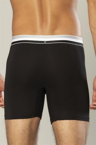 Erdem Siyah Pamuk Elastan Uzun Boxer 1415