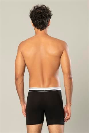 Erdem Siyah Pamuk Elastan Uzun Boxer 1415