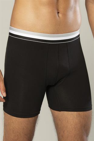 Erdem Siyah Pamuk Elastan Uzun Boxer 1415