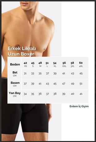 Erdem Siyah Pamuk Elastan Uzun Boxer 1417