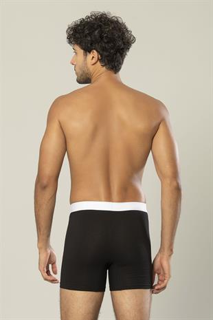 Erdem Siyah Pamuk Elastan Uzun Boxer 1417