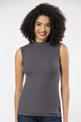 Weweus Antrasit Viskon Kaşkorse Sıfır Kol Boğazlı Body 2112