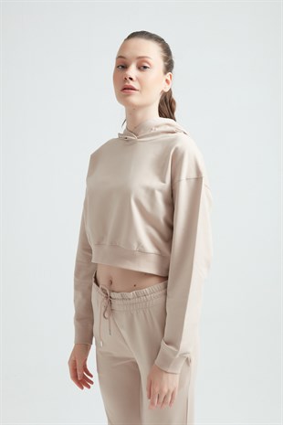 Weweus Womens Tracksuit Cropped Hoodie