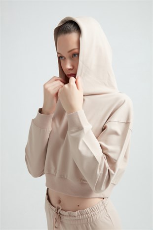 Weweus Womens Tracksuit Cropped Hoodie