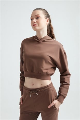 Weweus Womens Tracksuit Cropped Hoodie