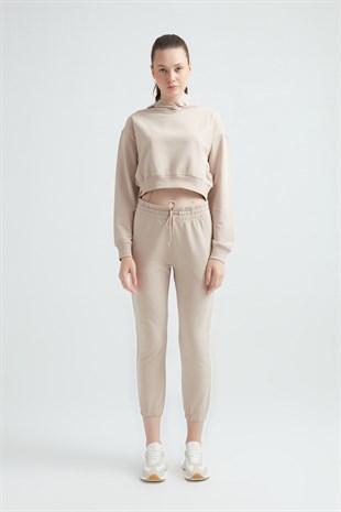 Weweus Womens Tracksuit Cropped Hoodie