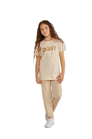 Weweus Bej Kız Çocuk Pijama Takımı 802