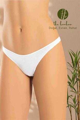 Weweus Beyaz Bayan Süper İnce Doğal Bambu Lüks Tanga 2517