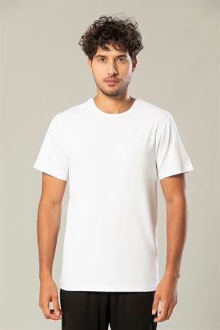 Erdem Weweus Beyaz Erkek Modal Comfort Fit Basic T-Shirt 239