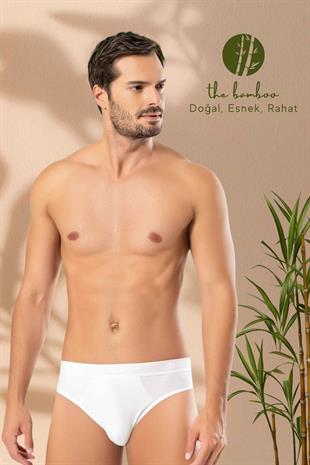Weweus Beyaz Erkek Süper İnce Doğal Bambu Lüks Slip 1011