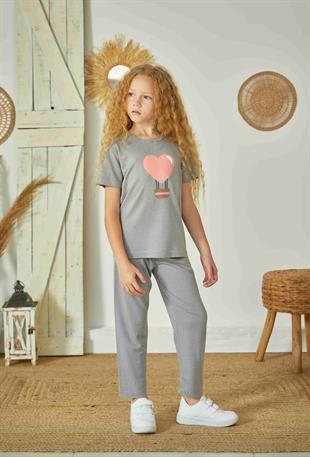 Weweus Gri Kız Çocuk Pijama Takımı 829