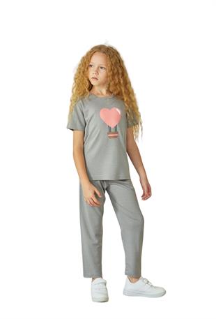 Weweus Gri Kız Çocuk Pijama Takımı 829