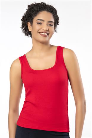 Weweus Kırmızı  Viskon Kaşkorse Yumuşak Dokulu Atlet Body Tişört  2106