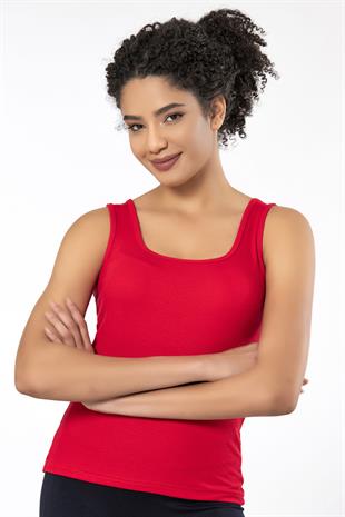 Weweus Kırmızı  Viskon Kaşkorse Yumuşak Dokulu Atlet Body Tişört  2106
