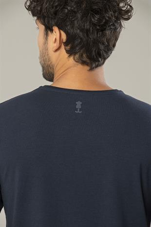 Weweus Lacivert Logolu Erkek Modal Basic Tişört 239