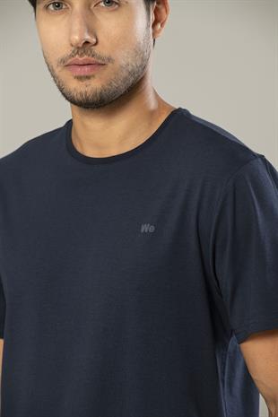Weweus Lacivert Logolu Erkek Modal Basic Tişört 239
