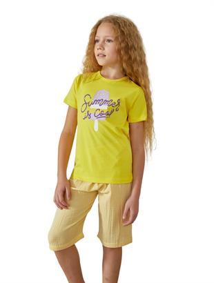 Weweus Sarı Kız Çocuk Pijama Takımı 827