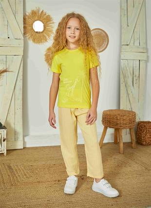 Weweus Sarı Kız Çocuk Pijama Takımı 823