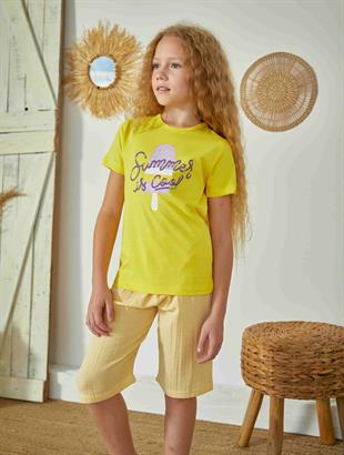 Weweus Sarı Kız Çocuk Pijama Takımı 827