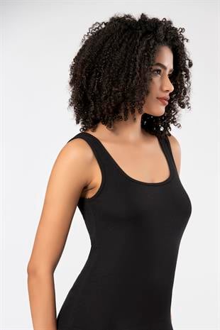Weweus Siyah Viskon Kaşkorse Yumuşak Dokulu Atlet Body Tişört  2106