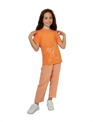 Weweus Turuncu Kız Çocuk Pijama Takımı 823