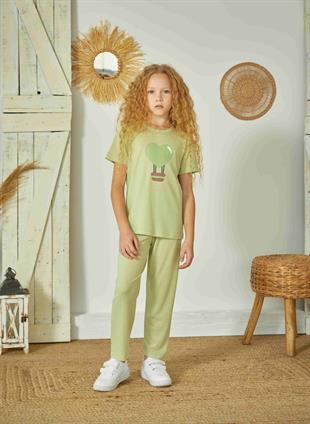 Weweus Yeşil Kız Çocuk Pijama Takımı 829