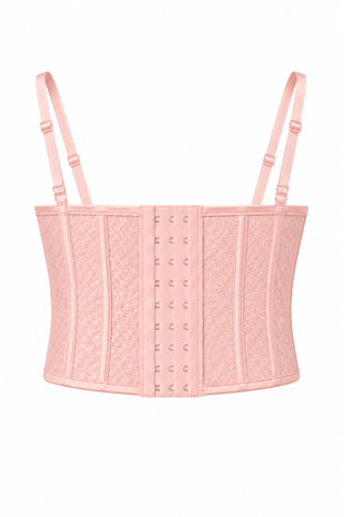 Pembe Renk Pullu Parlak Korse Bustiyer