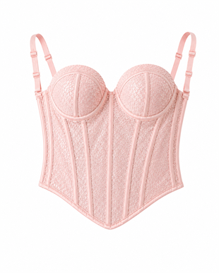 Pembe Renk Pullu Parlak Korse Bustiyer