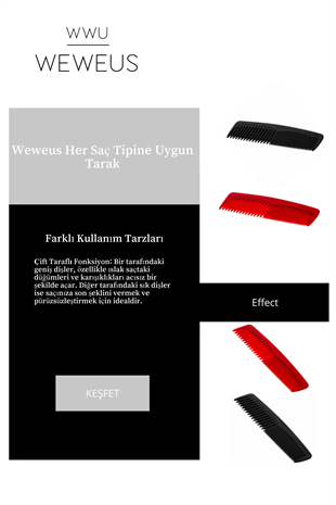 Siyah Kırmızı Renk Karışıklık Açıcı Çift Taraflı Saç Tarağı 2 Adet