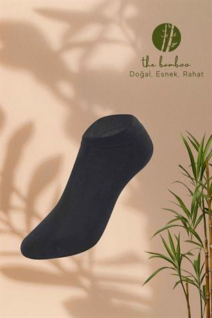 Weweus Siyah Doğal Bambu Lüks Süper İnce İç Giyim Erkek Sneaker Çorap