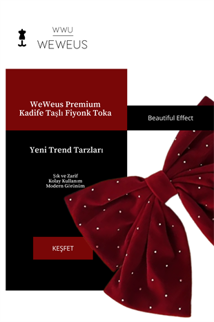 WeWeus Bordo Kadife Taşlı Kurdela Fiyonk Toka