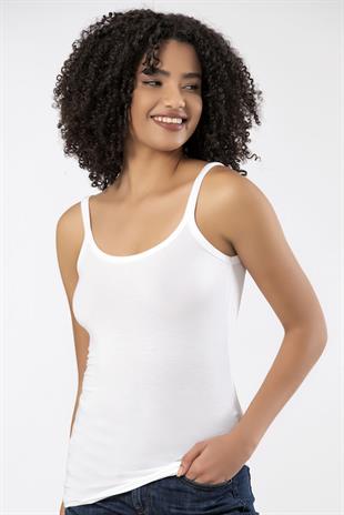 Weweus Beyaz 3lü Bayan Süper İnce Doğal Bambu Lüks Askılı Atlet Tshirt Body  231203BMB