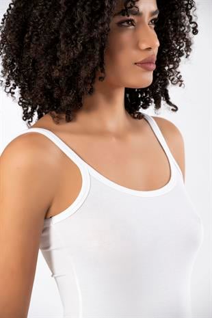 Weweus Beyaz 3lü Bayan Süper İnce Doğal Bambu Lüks Askılı Atlet Tshirt Body  231203BMB