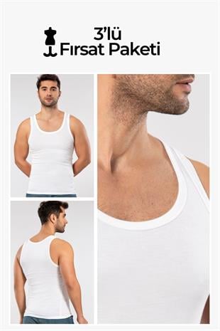 Weweus Beyaz 3lü Micro Modal Premium Erkek Atlet 11333