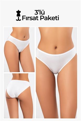 Weweus Beyaz 3lü Micro Modal Premium Kadın Külot 72643