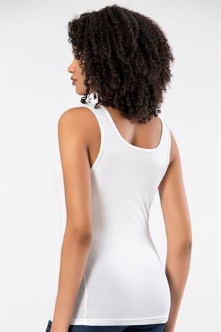 Weweus Beyaz 3lü Micro Modal Premium Kadın Atlet Tshirt Body 21103