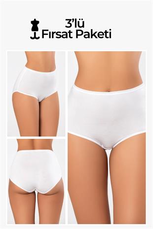 Weweus Beyaz 3lüMicro Modal Premium Kadın Külot 72653