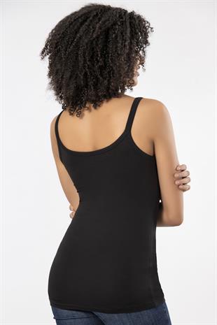 Weweus Siyah 3lü Bayan Süper İnce Doğal Bambu Lüks Askılı Atlet Tshirt Body  231203BMB