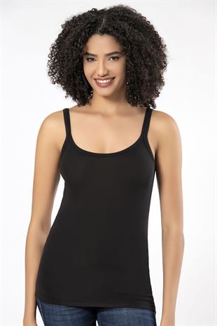 Weweus Siyah 3lü Bayan Süper İnce Doğal Bambu Lüks Askılı Atlet Tshirt Body  231203BMB