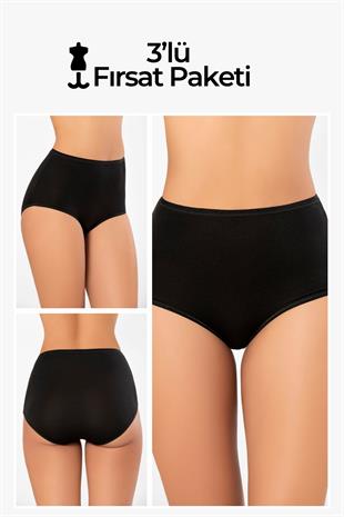 Weweus Siyah 3lüMicro Modal Premium Kadın Külot 72653