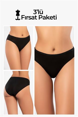 Weweus Siyah 3lü Micro Modal Premium Kadın Külot 72643