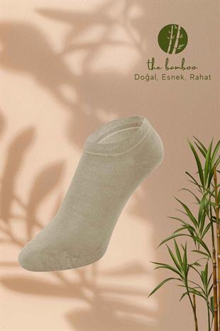 Weweus Bej Doğal Bambu Lüks Süper İnce Erkek Sneaker Çorap 267