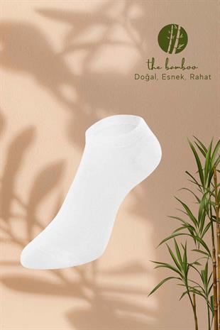 Weweus Beyaz Doğal Bambu Lüks Süper İnce Erkek Sneaker Çorap 267