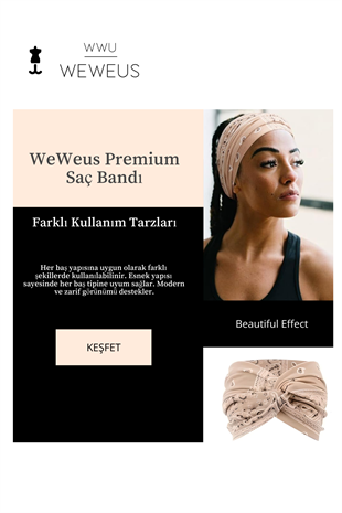 WeWeus Bej Krem Damla Desen  Kadın Saç Bandı