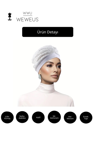 WeWeus Beyaz Çiçek Kabartma Desen Premium Kadın Bone