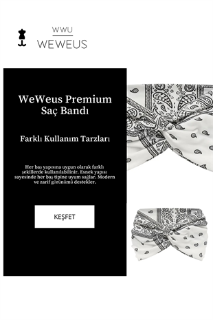 WeWeus Beyaz Damla Desen Premium Kadın Saç Bandı