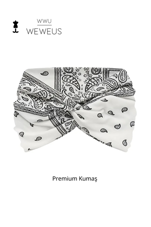 WeWeus Beyaz Damla Desen Premium Kadın Saç Bandı