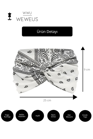 WeWeus Beyaz Damla Desen Premium Kadın Saç Bandı