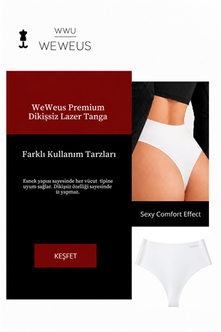 WeWeus Beyaz Dikişsiz Lazer Kesim Yüksek Bel Tanga 