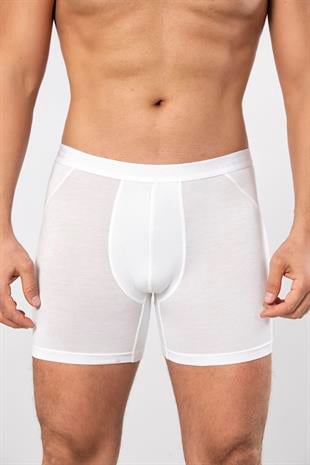 Weweus Beyaz Micro Modal Premium Erkek Uzun Boxer 1419